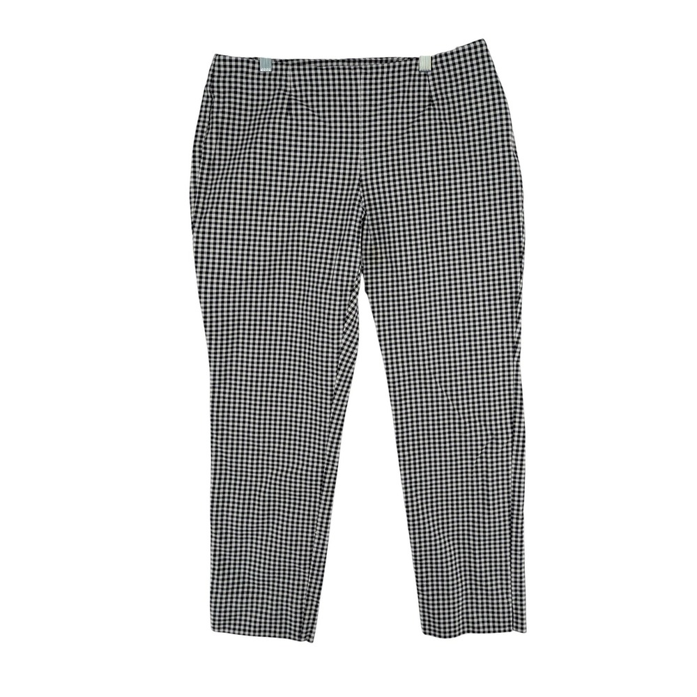 Charter Club Gingham Ankle Pants 6 Black White Stretch Side Zip Slim Trousers